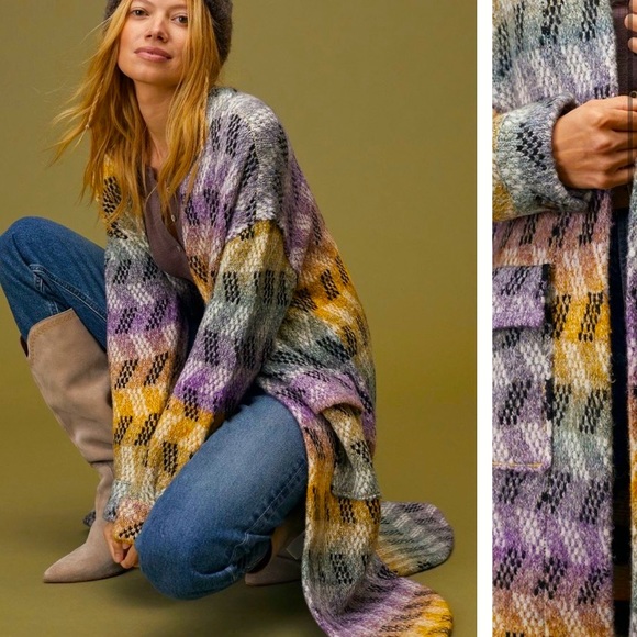 Anthropologie Jackets & Blazers - Anthropologie NWT Pilcro Geo Multi-Coloured Sweater Coat Size L.